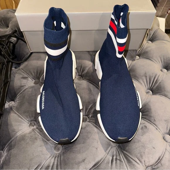 New Size 42 Balenciaga Speed 2.0 Sneakers Navy Blue - Picture 2 of 6